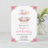 Holiday Christmas Tea Verjaardagsfeestje Roze Kaart (Staand voorkant)