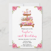 Holiday Christmas Tea Verjaardagsfeestje Roze Kaart (Voorkant)