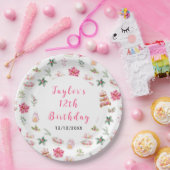 Holiday Christmas Tea Verjaardagsfeestje Roze Papieren Bordje (Feest)