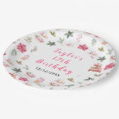 Holiday Christmas Tea Verjaardagsfeestje Roze Papieren Bordje (Gekanteld)