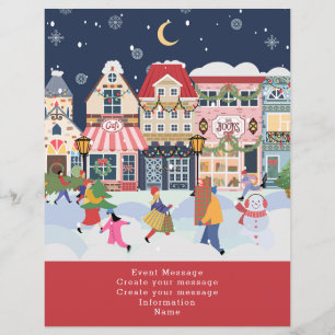 Holiday Christmas Town Whimsy Creëer uw eigen Flyer