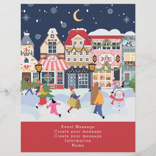Holiday Christmas Town Whimsy Creëer uw eigen Flyer (Voorkant)