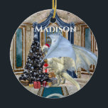 Holiday Christmas Tree Ice Winter Dragon Keramisch Ornament<br><div class="desc">Dit ontwerp werd gecreeerd door digitale kunst. Het kan worden gepersonaliseerd door de aanpassingsoptie te kiezen. Neem contact met me op via colorflowcreations@gmail.com of gebruik de chatoptie boven aan de pagina als u dit ontwerp op een ander product wilt laten uitvoeren. Koop mijn oorspronkelijke abstracte acrylschilderij te koop op www.etsy.com/shop/colorflowart....</div>