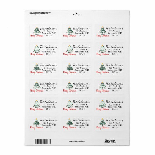 Holiday Christmas Tree Return Address Label (Full Sheet)
