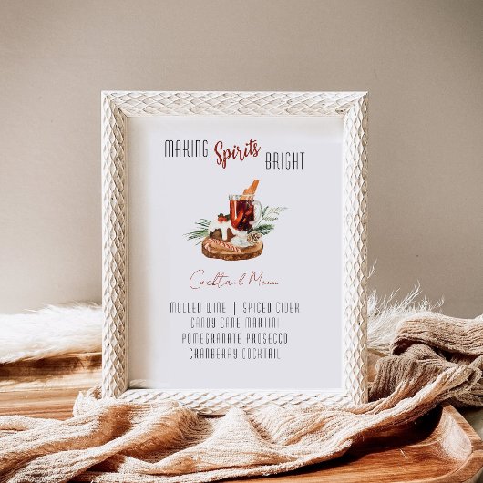 Holiday Cocktail Bar Menu Party Sign