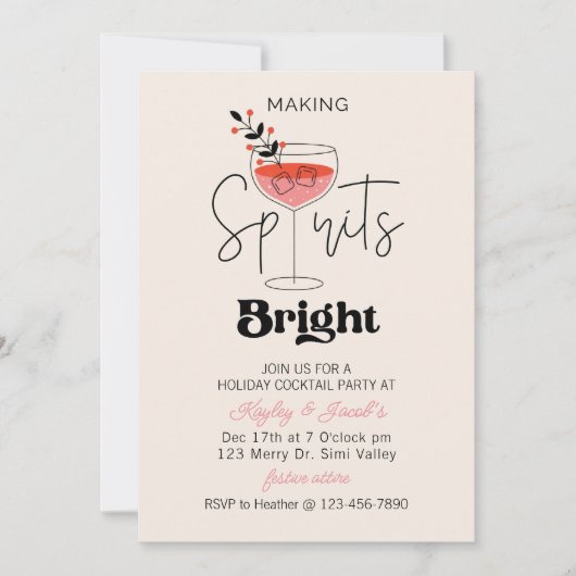 Holiday Cocktail, Festive Drinks Christmas, fun Feestdagenkaart (Voorkant)