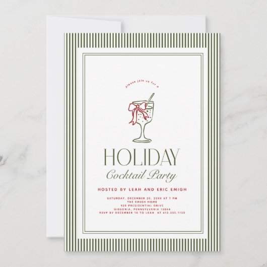 Holiday Cocktail Party Invite Kaart (Voorkant)