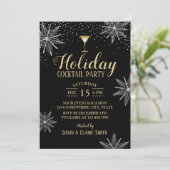 Holiday Cocktail Party Modern Silver Snowflakes Kaart (Staand voorkant)
