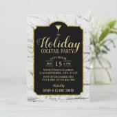Holiday Cocktail Party Modern White Marble Kaart (Staand voorkant)