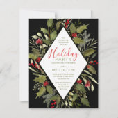 Holiday Cocktail Party Waterverf Holly Kaart (Voorkant)