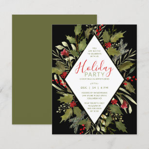 Holiday Cocktail Party Waterverf  Holly Kaart