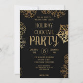 Holiday Cocktail Party | Zwart en goudglitter Kaart (Voorkant)