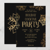 Holiday Cocktail Party | Zwart en goudglitter Kaart (Voorkant / Achterkant)