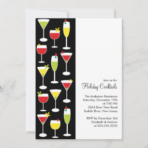 Holiday Cocktails Christmas Party Invitation Kaart