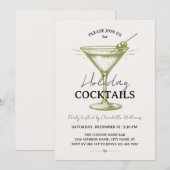 Holiday Cocktails Green Cream Drinks Christmas Kaart (Voorkant / Achterkant)