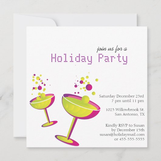 Holiday Cocktails Party Invite Kaart (Voorkant)