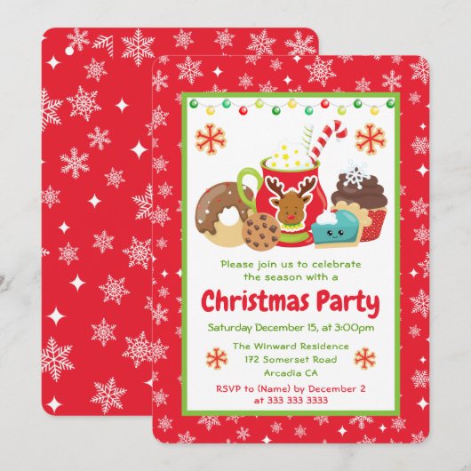 Holiday Cocoa & Cookies Chrismas Treats Kaart (Voorkant / Achterkant)