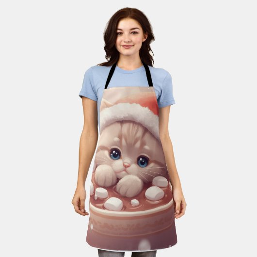 “Holiday Cocoa Kitty Apron" The Cutest Christmas  Schort (Gedragen)