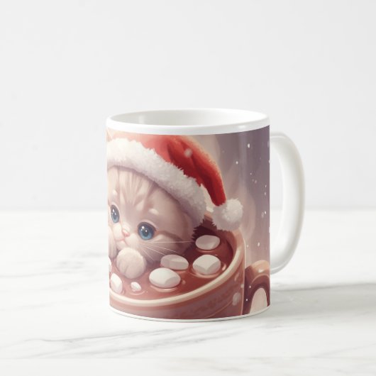 “Holiday Cocoa Kitty Mug" Cute Christmas Cat Koffiemok (Voorkant rechts)