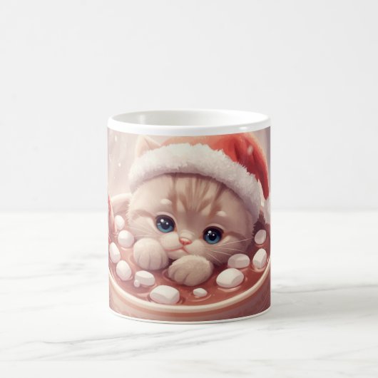 “Holiday Cocoa Kitty Mug" Cute Christmas Cat Koffiemok (Center)