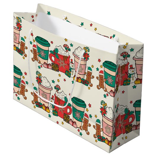 Holiday Coffee Alabaster Large Gift Bag Groot Cadeauzakje (Voorkant Gekanteld)