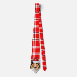 Holiday Collie Dog Red en White Pset Kerstmis Stropdas