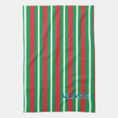 Holiday Colours Green Red White Stripes Theedoek (Verticaal)