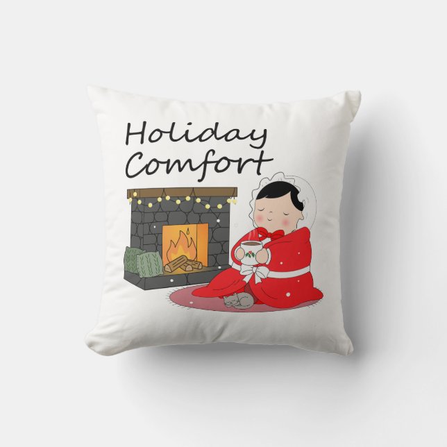 Holiday Comfort - Christmas themed Throw Pillow Kussen (Voorkant)