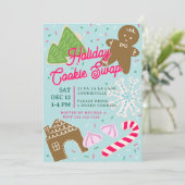 Holiday Cookie Exchange Christmas Party Invitation Kaart (Staand voorkant)