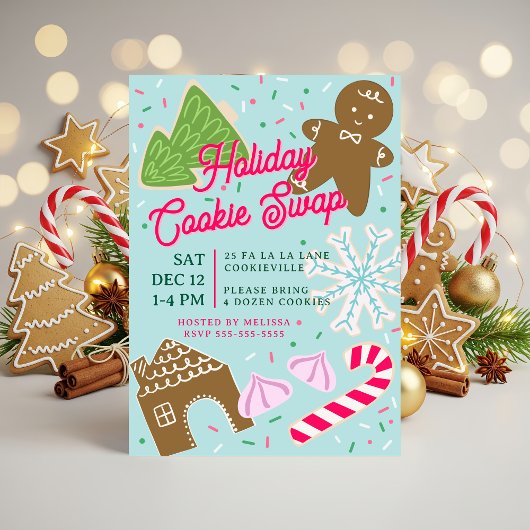 Holiday Cookie Exchange Christmas Party Invitation Kaart
