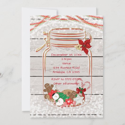 Holiday Cookie Exchange Mason Jar-uitnodigingen Kaart (Achterkant)