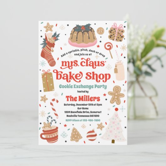 Holiday Cookie Exchange Mrs Claus' Bake Shop Kaart (Staand voorkant)