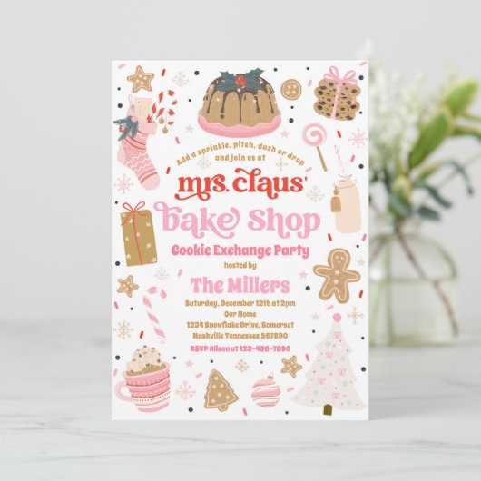 Holiday Cookie Exchange Mrs Claus' Bake Shop Kaart (Staand voorkant)