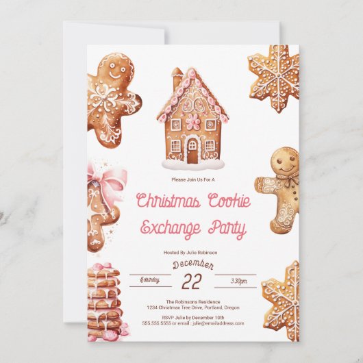 Holiday Cookie Exchange Party Invitation Kaart (Voorkant)