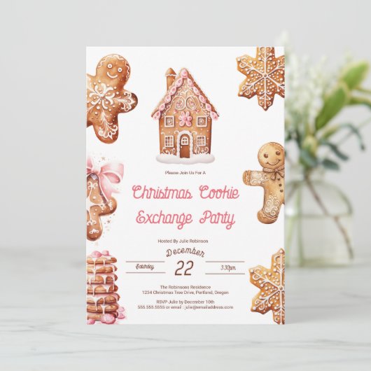 Holiday Cookie Exchange Party Invitation Kaart (Staand voorkant)