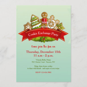 Holiday Cookie Exchange Party Invitation Kaart
