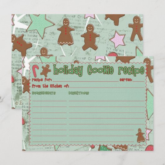 Holiday Cookie Recipcard Kaart (Voorkant / Achterkant)