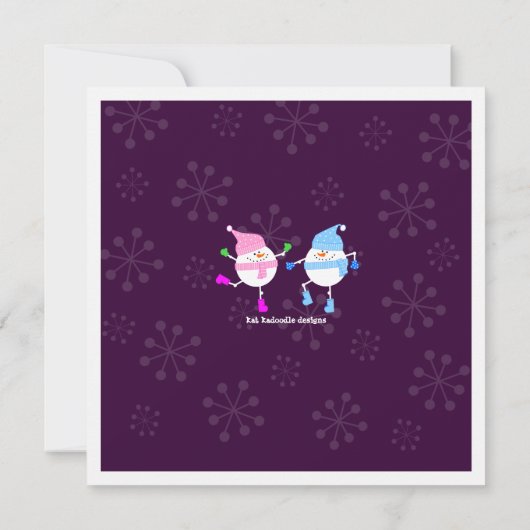 Holiday Cookie Swap Happy Snowmen Uitnodiging (Achterkant)