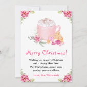 Holiday Cookies and Cocoa Pink Merry Christmas Feestdagenkaart (Voorkant)