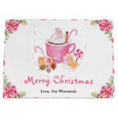Holiday Cookies and Cocoa Pink Merry Christmas Groot Cadeauzakje (Voorkant)