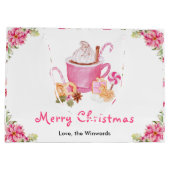 Holiday Cookies and Cocoa Pink Merry Christmas Groot Cadeauzakje (Achterkant)