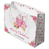 Holiday Cookies and Cocoa Pink Merry Christmas Groot Cadeauzakje (Achterkant Gekanteld)