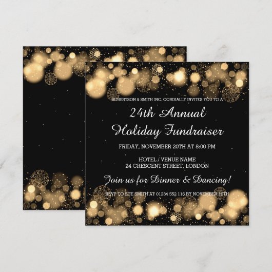 Holiday Corporate Fundraiser Gala Event Gold Kaart (Voorkant / Achterkant)