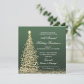 Holiday Corporate Fundraiser Gala Gold Green Kaart (Staand voorkant)
