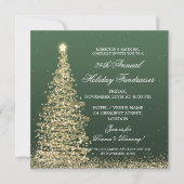 Holiday Corporate Fundraiser Gala Gold Green Kaart (Voorkant)