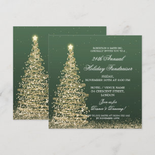 Holiday Corporate Fundraiser Gala Gold Green Kaart