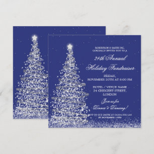 Holiday Corporate Fundraiser Gala Silver Navy Blue Kaart