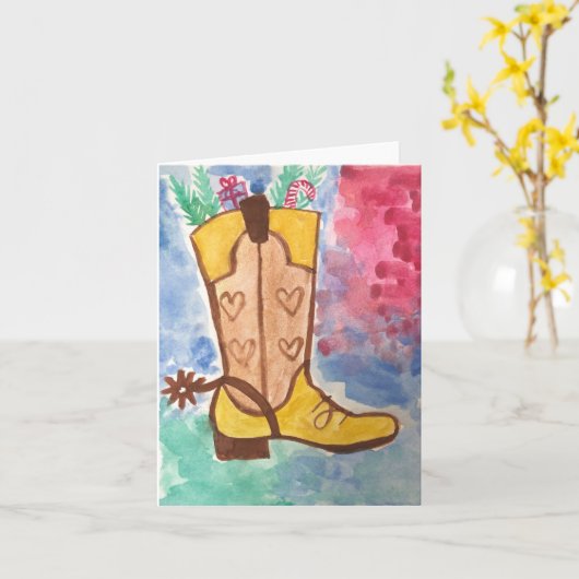 Holiday Cowboy Boot Kaart (Gele Bloem)