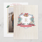Holiday Crest - Familie Monogram - Kerstkaart (Voorkant / Achterkant)