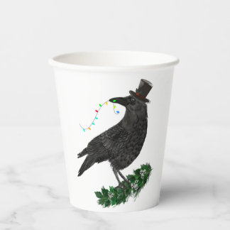 Holiday Crow with Top Hat Papieren Bekers